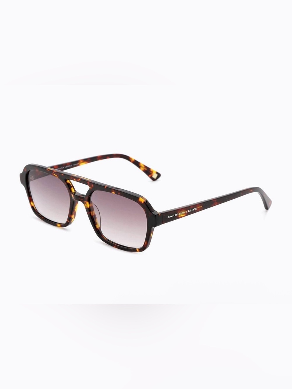 Carolina Lemke Tortoiseshell Square Sunglasses with Brown Gradient Lenses